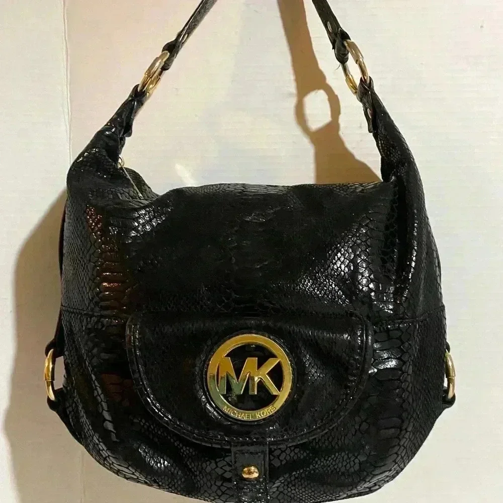 Michael kors snakeskin leather snakeskin embossed satchel handbag